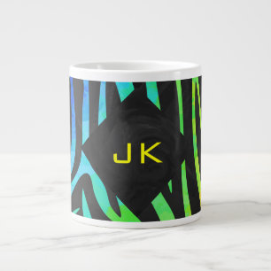 Tasse Géante Monogramme Zebra noir et arc-en-ciel