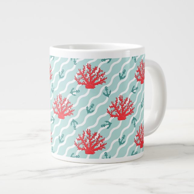 Tasse Géante Motif 1 de corail rouge (Devant droit)