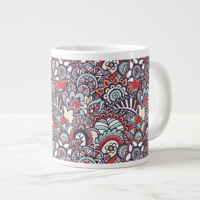 Tasse Géante Motif à doodle floral Paisley (Devant droit)