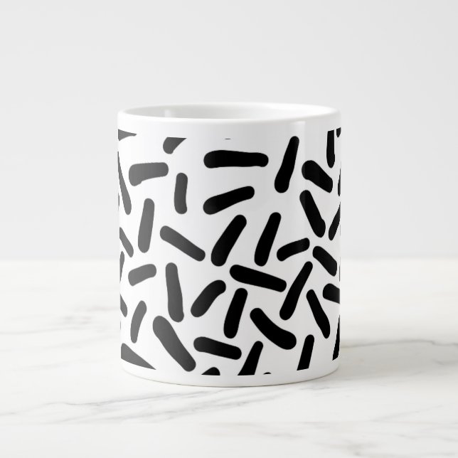 Tasse géante motif abstrait noir et blanc moderne (Devant)