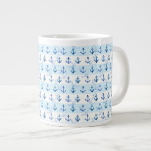 Tasse Géante Motif Ancre Bleu Pastel