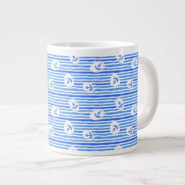 Tasse Géante Motif Ancre d'aquarelle 1 (Devant droit)