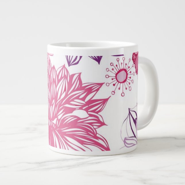 Tasse Géante Motif aux maîtres roses et dahlia (Devant droit)
