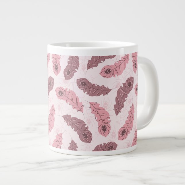Tasse Géante motif avec des plumes de paon (Devant droit)