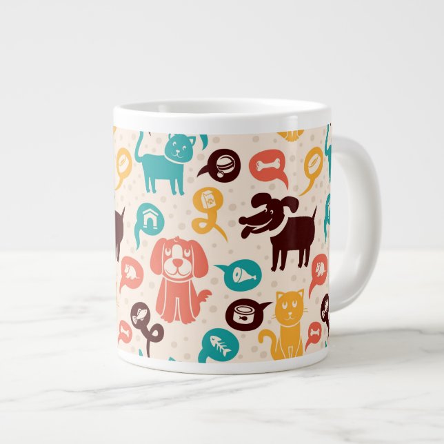 Tasse Géante Motif avec les chats et les chiens drôles (Devant droit)