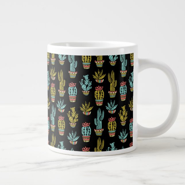 Tasse Géante Motif de cactus de grunge foncé (Droite)