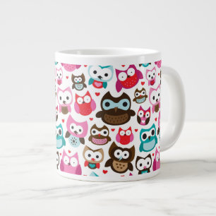 Tasse Géante motif de chouette coloré
