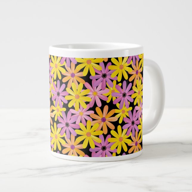 Tasse Géante Motif de fleurs de Gerbera, arrière - plan (Devant droit)