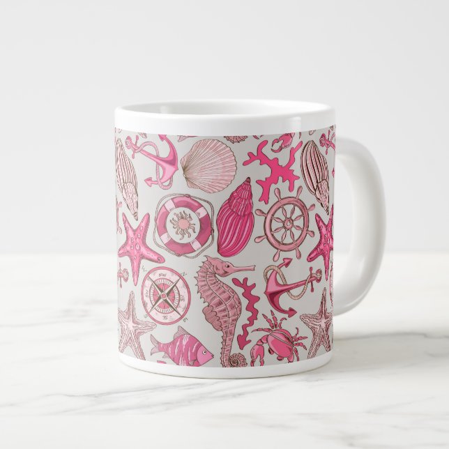 Tasse Géante Motif de mer rose (Devant droit)