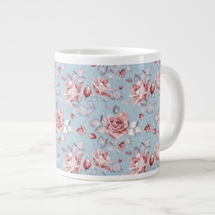 Tasse Géante Motif de papier peint d'élégance des roses roses 2