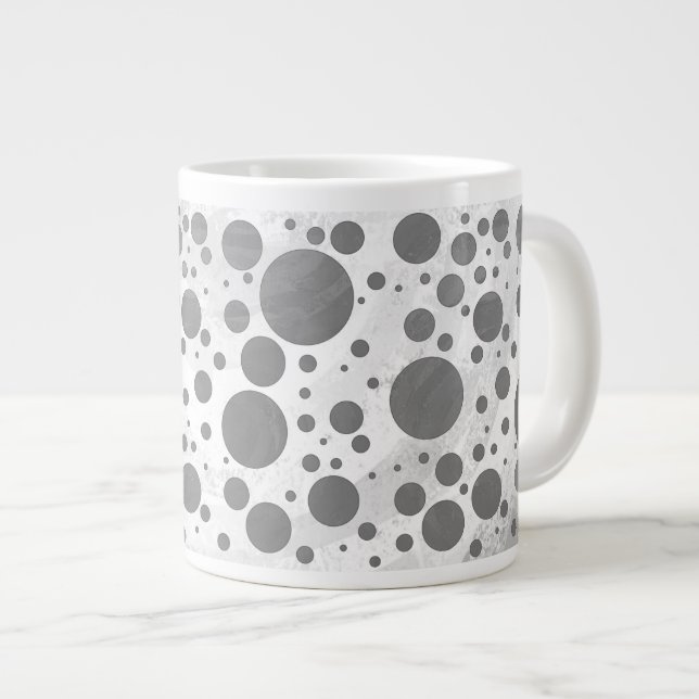 Tasse Géante Motif de points Polka gris ardoise (Devant droit)