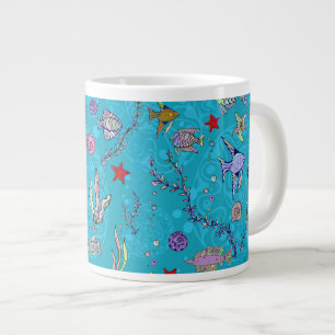 Tasse Géante Motif de poissons de turquoise