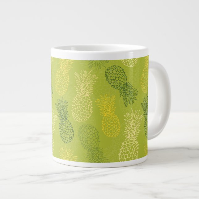 Tasse Géante Motif d'ensemble d'ananas sur le vert (Devant droit)