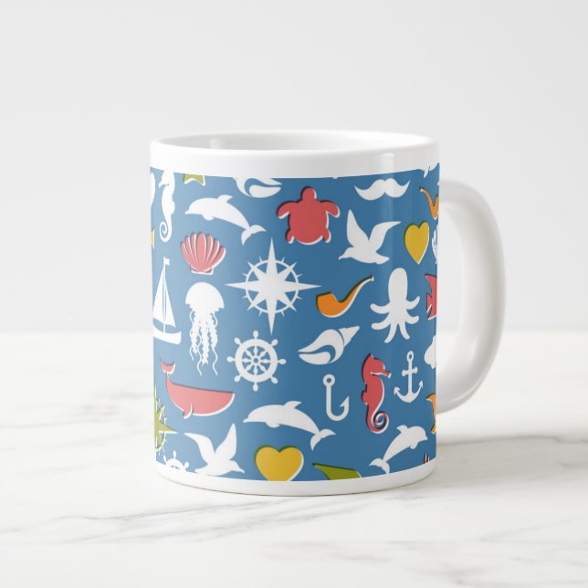 Tasse Géante Motif des symboles marins (Devant droit)