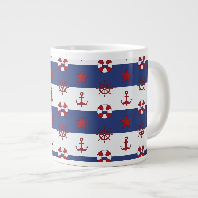 Tasse Géante Motif D'Étoiles Et De Grilles Nautiques (Devant droit)