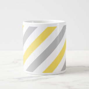 Tasse Géante Motif diagonal gris et jaune de rayures