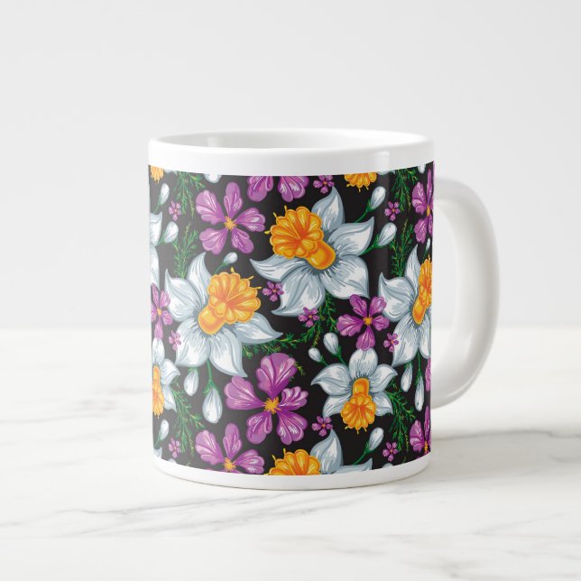 Tasse Géante motif élégant aux fleurs de narcisses 2 (Devant droit)