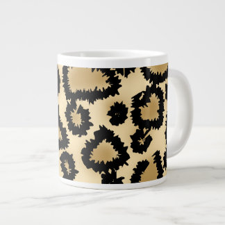 Tasse Géante Motif Empreinte de léopard, Brown et noir.