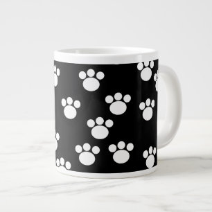 Tasse Géante Motif Empreinte de patte d'animaux noirs et blancs