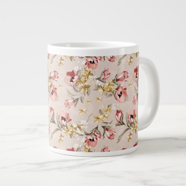 Tasse Géante Motif floral 3 d'élégance abstraite (Devant droit)
