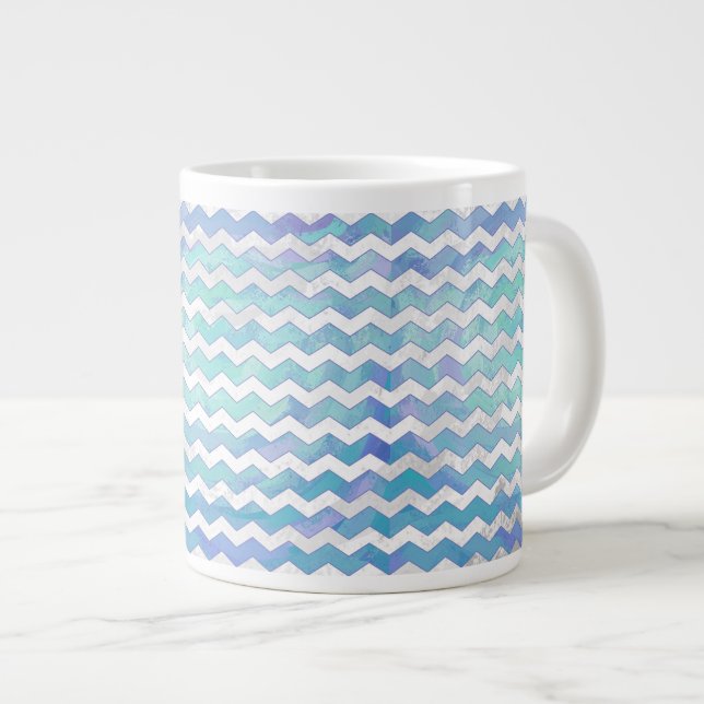 Tasse Géante Motif Glacier Blue Chevron (Devant droit)