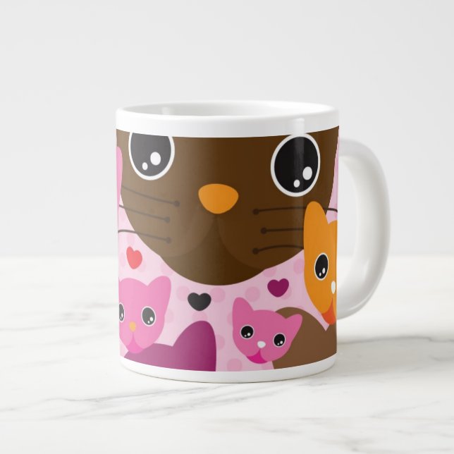 Tasse Géante motif mignon d'arrière - plan de chat de chaton (Devant droit)