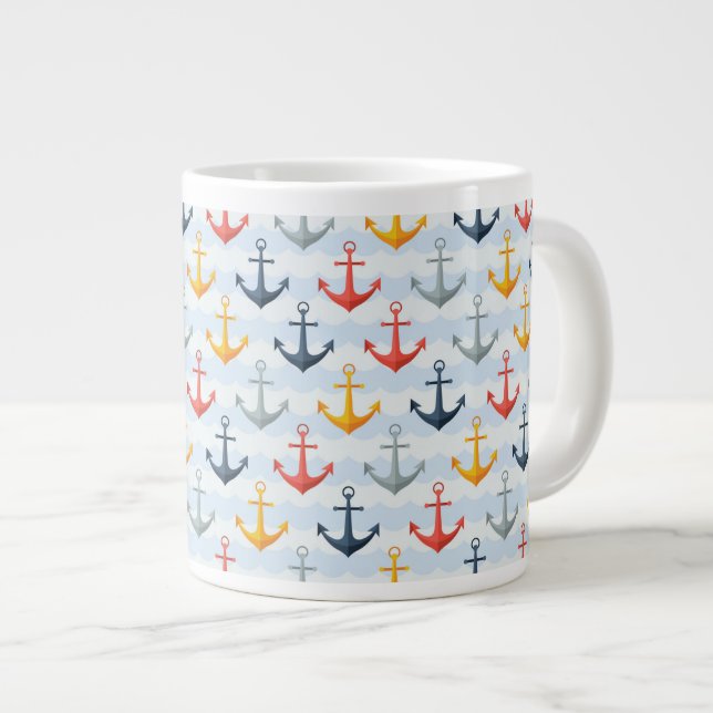 Tasse Géante Motif nautique avec Ancres (Devant droit)