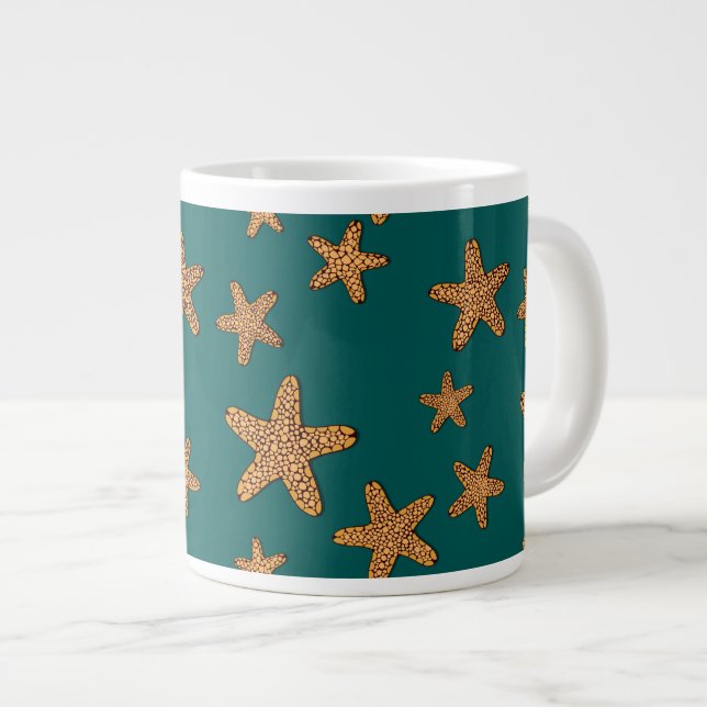 Tasse Géante Motif orange d'étoiles de mer (Devant droit)