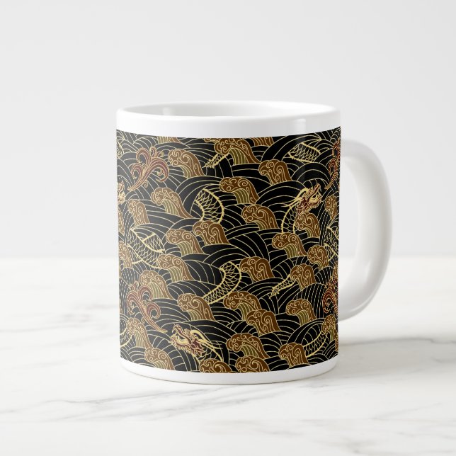 Tasse Géante Motif oriental du dragon de mer (Devant droit)