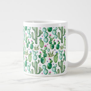 Tasse Géante Motif Plante de Cactus d'aquarelle