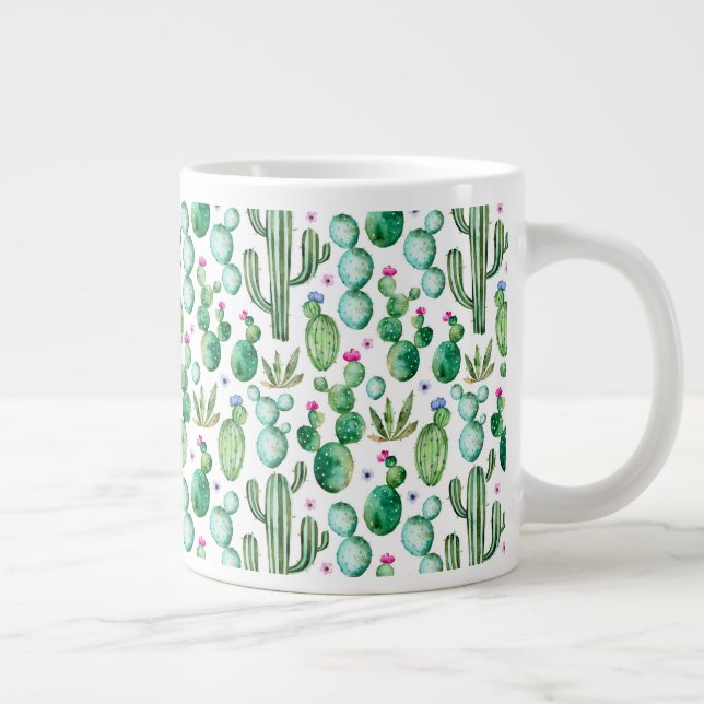 Tasse Géante Motif Plante de Cactus d'aquarelle (Droite)
