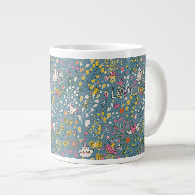 Tasse Géante motif romantique Abstrait avec dessin animé (Devant droit)