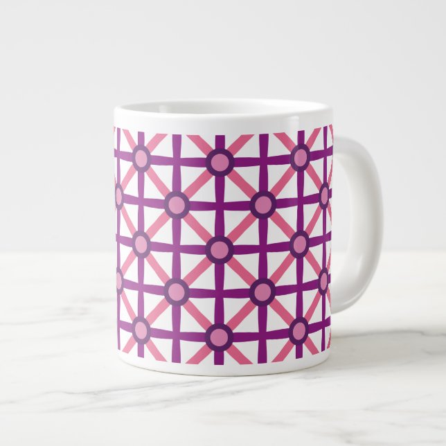 Tasse Géante Motif rose et violet funky (Devant droit)