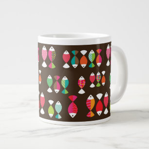 Tasse Géante Motif sous-marin 2 de rétros poissons abstraits