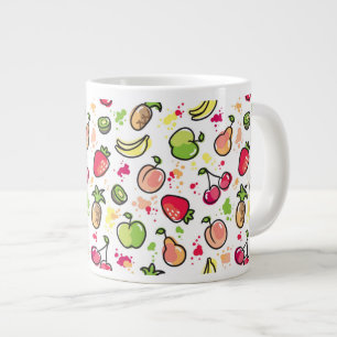 Tasse Géante motif tiré par la main de fruits
