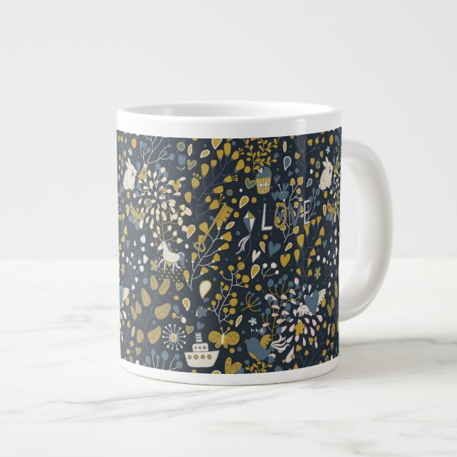 Tasse Géante motif vintage Abstrait (Devant droit)