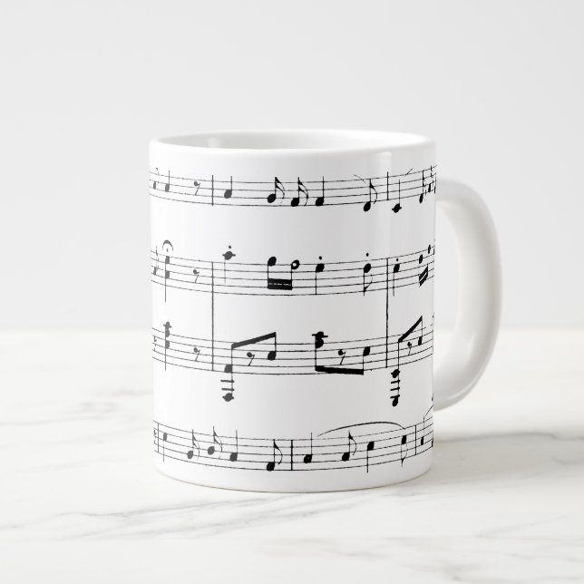 Tasse Géante Musique en feuille blanche (Devant droit)