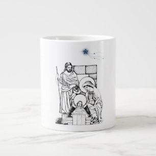 Tasse Géante Nativité d'origine bleue et blanche