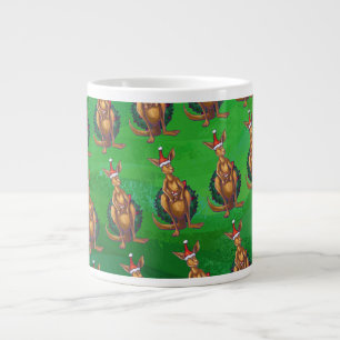 Tasse Géante Noël Kangaroo sur le dos vert peint