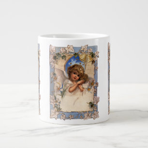 Tasse Géante Noël vintage, ange victorien avec cloches dorées