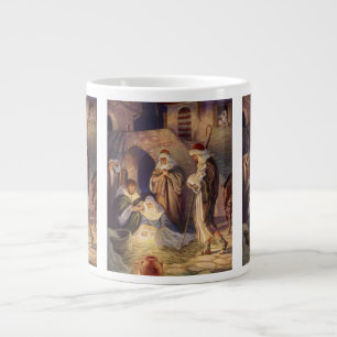 Tasse Géante Noël vintage de la Nativité, 3 bergers et Jésus