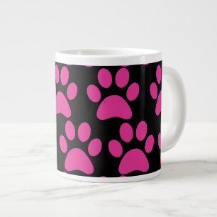 Tasse Géante Noir mignon de roses indien d'empreintes de pattes