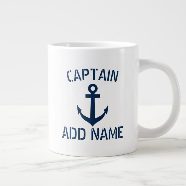 Tasse Géante Nom du capitaine de bateau et ancre la grande tass (Droite)