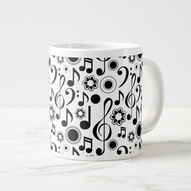Tasse Géante Notes musicales et Clefs (Devant droit)