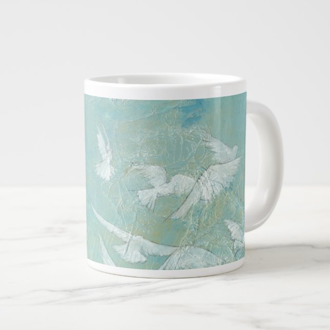 Tasse Géante Oiseaux blancs à travers le ciel bleu (Devant droit)
