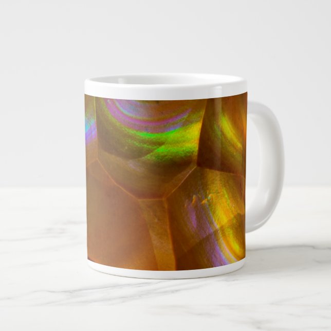 Tasse Géante Opale de feu orange iridescente (Devant droit)