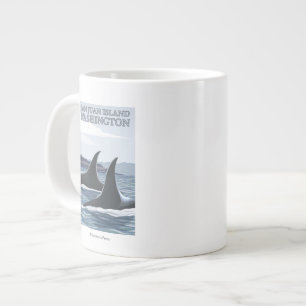 Tasse Géante Orca Whales #1 - L'île de San Juan, Washington
