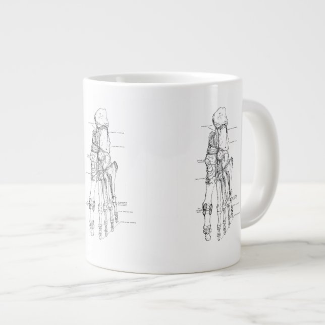 Tasse Géante Os d'art anatomique Vintage du pied (Devant droit)