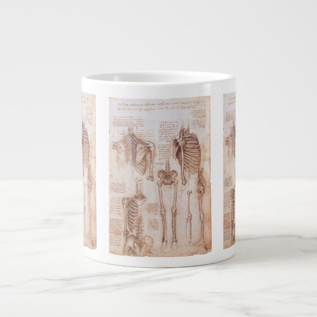 Tasse Géante Os de squelette de Léonard de Vinci, anatomie huma (Devant)