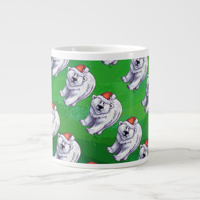 Tasse Géante Ours polaire Noël sur vert (Devant)
